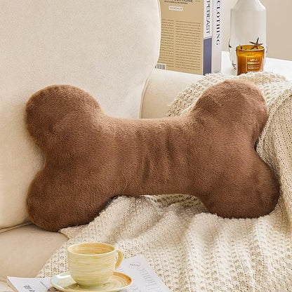 XVTRU Bone Pillow Cute Decorative Throw Pillow Bone Shaped Pillows for Aesthetic Home Decorative Cushion Pet Plush Pillow for Bed Sofa Couch (Brown, 19 Inch)