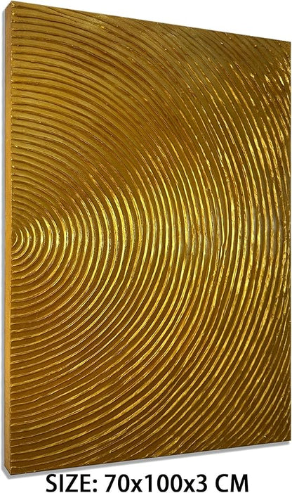 Slyart Handmade Modern Abstract Painting 3D Heavy Texture Canvas Wall Art 28x40 Inches Minimalism Gold Artwork Large Vertical Painting on Canvas for Living Room Bedroom Wall Decor