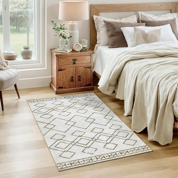 SERISSA 2x3 Washable Small Entry Rug,Soft Non Slip Indoor Boho Throw Rug for Entryway Kitchen Bedroom Dorm Bedside Front Door,Moroccan Geometric Carpet