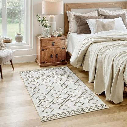SERISSA 2x3 Washable Small Entry Rug,Soft Non Slip Indoor Boho Throw Rug for Entryway Kitchen Bedroom Dorm Bedside Front Door,Moroccan Geometric Carpet
