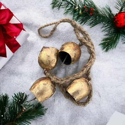 Set of 3 Giant Harmony Decorative Bells Vintage Rustic Home Decor Handmade Christmas Large Bells 8" 6" 4" (2" Chime Bells)