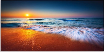 TutuBeer 1 Panel Ocean Pictures Beach Pictures Beautiful Sunrise over the Sea Picture Print on Canvas Wall Decor Beach Picture Ocean Wall Art Stretched and Framed 12x24 inch