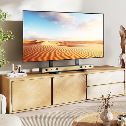 5Rcom Table Top TV Stand, Universal TV Stand for 35-88 Inch with Height Adjustment, TV Mount Stand Up to 150lbs for Curved Flat TVs with Cable Management, Black