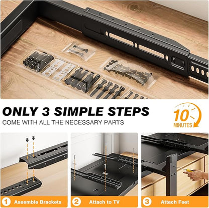 Universal TV Stand Mount for 24-80 inch Flat or Curved TVs, Height Adjustable TV Legs, Steel Table Top TV Base Holds up to 150 lbs, Replacement TV Feet with Cable Management, Max VESA 800x500mm, Black