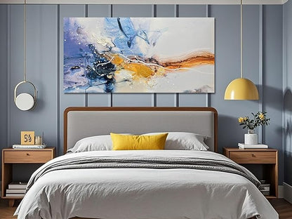 Ardemy Abstract Wall Art Modern Canvas Painting Living Room, Textured Bedroom Picture Artwork Framed, Wall Art for Mens Room Kitchen Dining Room Home Office Wall Decor, Large 48"x24"