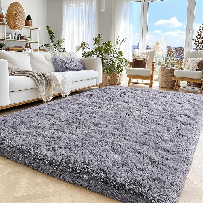 Area Rug for Living Room 6x9, Ultra Soft Shaggy Area Rugs for Bedroom, Upgrade Non-Slip Plush Fuzzy Carpet for Bedroom Girls Boys Room Home Nursery Teens Modern Indoor Home Dorm Decor, Grey