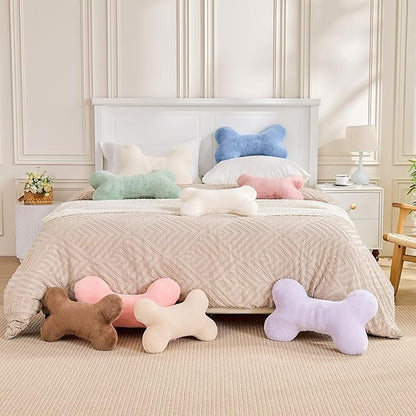 XVTRU Bone Pillow Cute Decorative Throw Pillow Bone Shaped Pillows for Aesthetic Home Decorative Cushion Pet Plush Pillow for Bed Sofa Couch (Brown, 19 Inch)