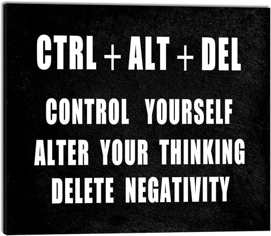 Pyradecor Motivational CTRL+ALT+DEL Classroom Positive Quotes Inspirational Poster Canvas Prints Wall Art for Office Living Room Home Decorations