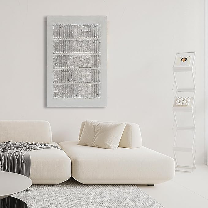 NANKAI Art White Texture Abstract Art Oil Painting Modern Minimalism Art Painter Living Office Corridor Wall Decorative Art 45x30 inches