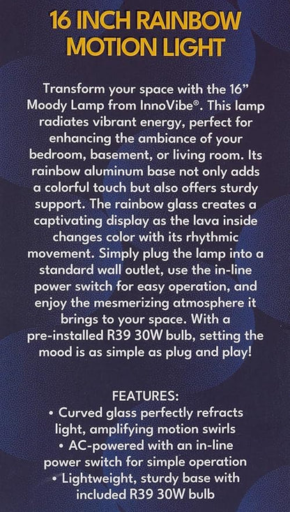 16" Rainbow Moody lamp, 7 Vibrant Colors Soothing Ambiance Light, Gift for Kids, Home Office Lamp, Create The Ideal Atmosphere for Relaxation That Everyone Can Enjoy