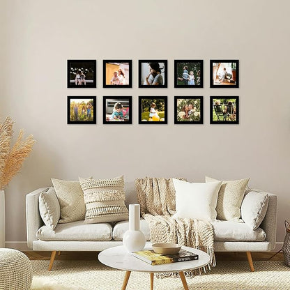 JCJMY 10 Packs 4x4 Picture Frames, Lightweight 4 by 4 Frames Bulk Set of 10 Collage Wall Decor Photo Frames Set for Wall and Tabletop, Black