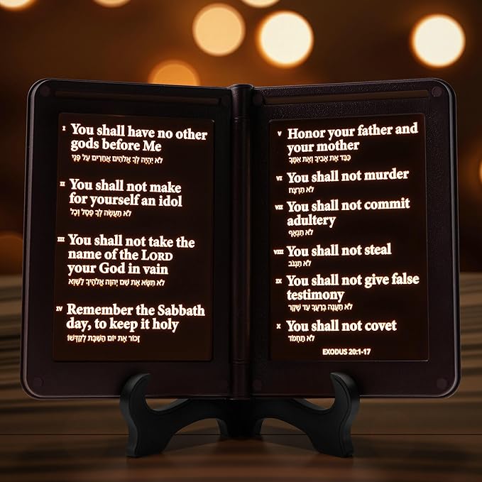 mamre Bible Verses Lamp, The Old Testament Display Light - Thy Word is a lamp Unto My feet, and a Light Unto My Path. - Exodus 20:1-17 The Ten Commandments, Religious Inspirational Gift