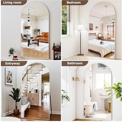 Easly Arched Full-Length Mirror, 34"x76" Arch Floor Mirror with Stand, Wall-Mounted Mirror for Bathroom, Dressing Room - Hanging or Leaning - Full Body Mirrors for Bedroom, Silver