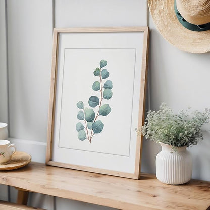 Botanical Prints Wall Art - Eucalyptus Leaves - (Set of 6) - Unframed - 8x10s | Kitchen Wall Décor | Kitchen Décor for Adding a Touch of Nature and Freshness to Your Kitchen Art | Botanical Wall Art
