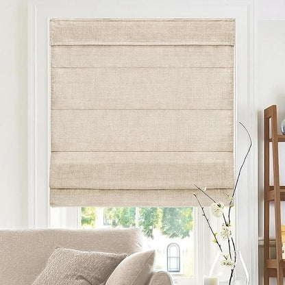 CHICOLOGY Cordless Roman Shade, Light Filtering Privacy Liner, Textured Belgian Flax Fabric, True-to-Size 24" W x 64" H, Inside/Outside/Ceiling Mount Window Treatment for Living Room Bedroom