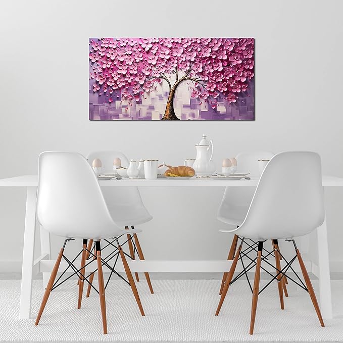 Pink Tree Canvas Wall Art for Bedroom Teenage Girl Room Decor Pink Wall Decor for Office Women 20 x 40 Inch