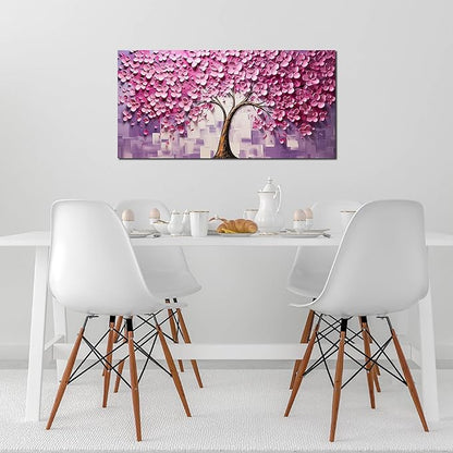 Pink Tree Canvas Wall Art for Bedroom Teenage Girl Room Decor Pink Wall Decor for Office Women 20 x 40 Inch