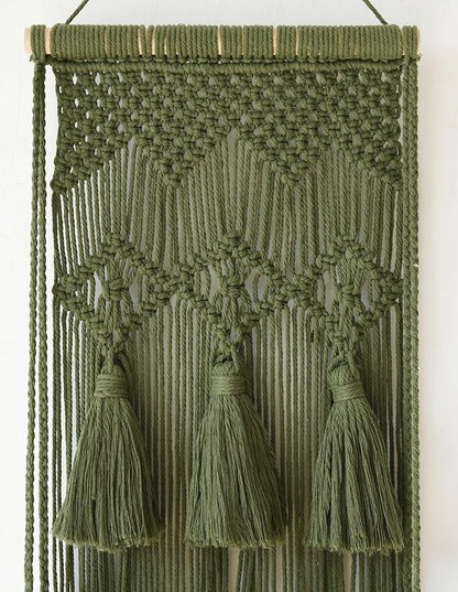 Hanging Shelf Macrame Wall Hanging Green Boho Shelfs with Tassels 2 Tier Floating for Plants Bedroom Dorm Living Room Wall Decor Rustic Wooden Organizer(Wood)
