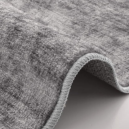 LUMI 8x10 Washable Area Rug for Living Room, Ultra Soft Modern Neutral Grey Rugs Non Slip with Rubber Backing, Low Profile, High Traffic, Stain Resistant Carpets, Ideal for Bedroom, Dining Room