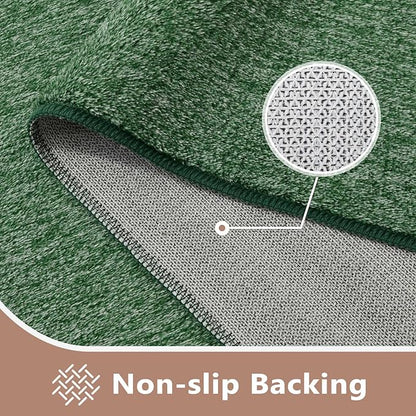 FinRèc 5x7 Washable Area Rugs for Bedroom Living Room, Low Pile Thin Rug Solid Color, Non-Slip Carpet Indoor for Home Decor (Green/White)
