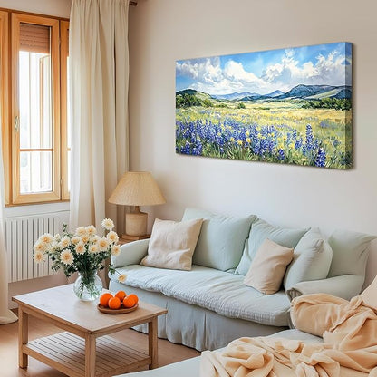 SERIMINO Nature Landscape Wall Art, Wilderness Meadow Wildflower Large Artwork, Rural Scenic Canvas Art Prints, Bright Natural Scenery Pictures Wall Decor Living Room Bedroom Rustic Farmhouse 24"X48"