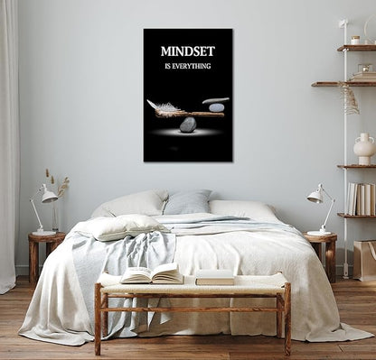 SKASNFAI Mindset Motivation Office Wall Art Zen Stone Canvas Print Pictures Wall Decor Framed Positive Quotes Posters for Living Room Bedroom Decoration (16L x 24W)