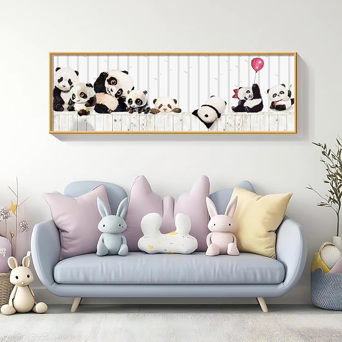 susimond Abstract Canvas Wall Art, Large Modern Painting for Living Room & Bedroom Decor - Ready to Hang (Cartoon Panda, 63" L x 20" W)