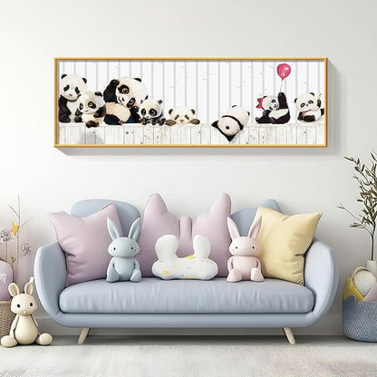 susimond Abstract Canvas Wall Art, Large Modern Painting for Living Room & Bedroom Decor - Ready to Hang (Cartoon Panda, 63" L x 20" W)