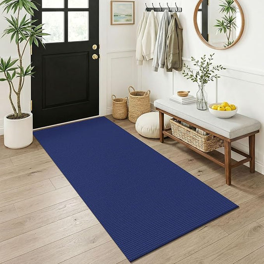 KOZYFLY 3x6 Washable Runner Rug, Non Slip Wide Runners for Hallway, Woven Large Entryway Runners, Braided Floor Carpet Runner for Entry, Kitchen, Bedside, Hall, Royal Blue/Navy