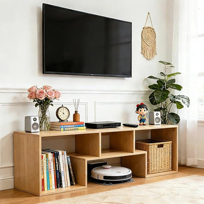 Lightdot TV Stand for TVs up to 55'', Modern Entertainment Center with Open Storage Large Capacity for Collection, Media TV Table Console for Living Room/Bedroom/Sofa Cabinet, Easy Assembly - Walnut