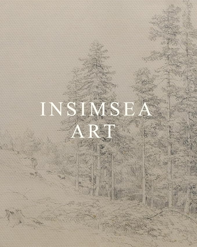 InSimSea 36x54 Large Canvas Scroll Wall Art, Sketch Pine tree Nature Landscape Hanging Painting, Farmhouse Wall Decor for Living Room, Bedroom, Dining Room, Study, Office