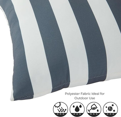 Set of 2 Outdoor Throw Pillows 19 x 12 Inch – Reversible Rectangle Patio Accent Pillows – Weather-Resistant Polyester Fabric – Eco-Friendly Recycled Polyfiber Fill – Canopy Stripe Gray
