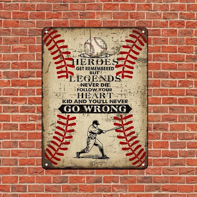 Vintage Tin Signs Heroes Get Remembered But Legends Never Die Metal Sign Iron Painting Vintage Wall Decoration Poster For Office Classroom Bar Shop Club Coffee Man Cave 12x16 Inch