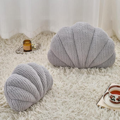 Shell Pillow, Soft Decorative Pillows for Bed Couch, Seashell Plush Throw Pillow Aesthetic Home Decor Cushion for Bedroom Living Room (Grey, 14 X 11 Inches)