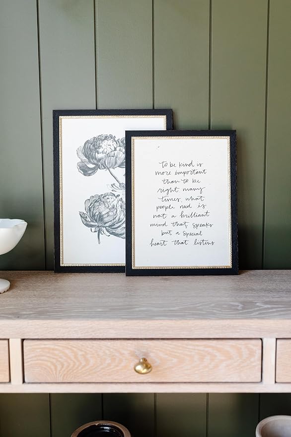 Petal Lane Antique Wall Decor - 11x15 Framed Antique Decor - Make Your Own Gallery Wall Frame Set - Dark Academia Wall Decor - Canvas Wall Art with Vintage Frame (To Be Kind)