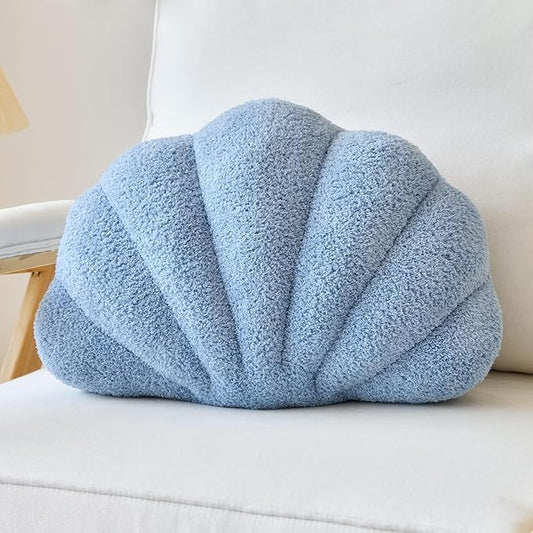 Lfsaaj Seashell Throw Pillows, Shell Shaped Throw Pillows, 18 Inch Soft Home Decorative Pillow Plush Cushion for Bed Couch Living Sofa Room Decor Accent Throw Pillow (Dusty Blue 18Inch)