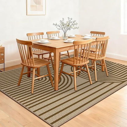 Easy Jute Rug for Living Room, 5' x 7' Area Rug, Brown Farmhouse Ultra-Thin Washable Non-Slip Outdoor Rug for Bedroom, Dining Room, Backyard, Home Decor