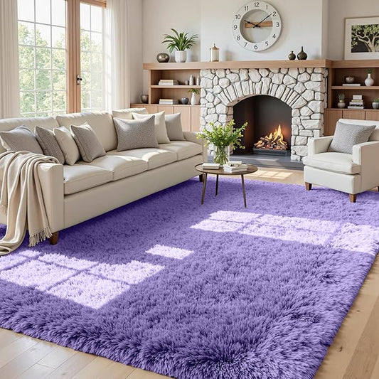 5x7 Area Rugs for Living Room Rug: Soft Fluffy Shag Purple Rugs for Bedroom, Non-Slip Large Fuzzy Plush Rug Indoor Floor Carpet for Nursery Kids Boys Girls Room, Dorms, Playroom, Modern Home Decor