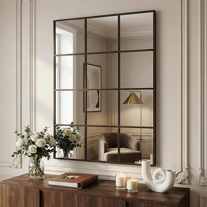Suidia Wall Mirror, 36" x 48" Window Decorative Mirrors, Metal Framed Wall Decor Wall-Mounted Mirrors for Bedroom, Living Room, Entryway, Bronze