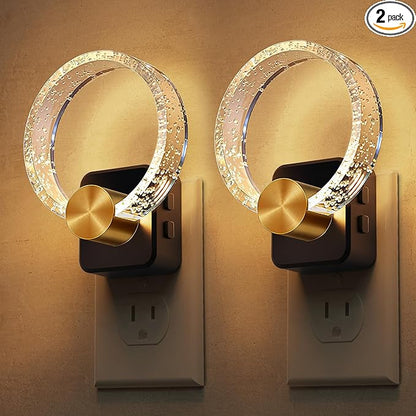 L LOHAS LED Night Lights Plug into Wall, 2 Pack Plug in Night Lights with Light Sensor, 3000K Soft White, 0-100LM Brightness Adjustable, Bubble Nightlight for Bathroom Bedroom Hallway