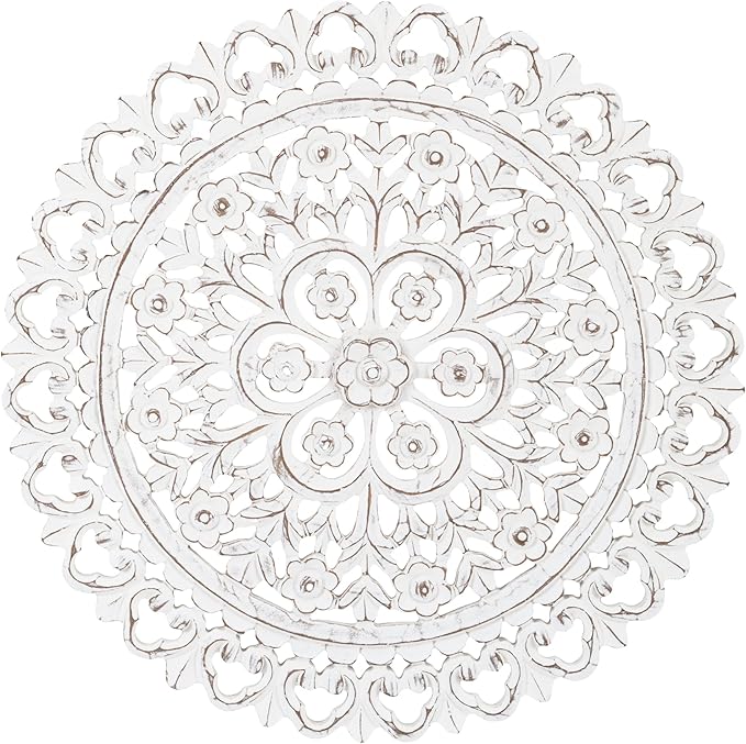 JFY Designs Wall Medallion - Wooden Wall Decor, Hand Carved & Embossed Decorative Wall Sculpture, Boho Farmhouse Wall Art, Perfect for Home, Office or any Living Space