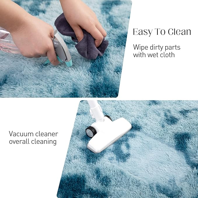 Puremy Luxury 3x5 Area Rug, Ultra Soft Rugs for Living Room, Plush Carpet Rugs for Bedroom, Non-Slip Indoor Rug for Nursery, Study Room, Playroom, Home Decor, Tie-Dyed Blue
