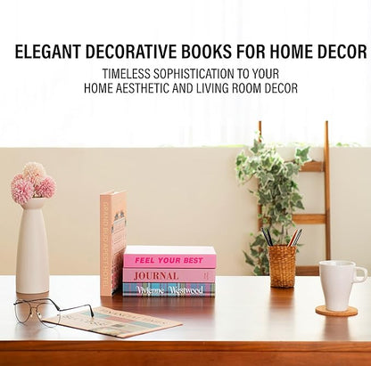 PROBENEX Velvet Medium | 4 PCS Faux Decorative Books for Home Decor | Not Real Books (Cardboard Boxes) | Coffee Table, Shelf Styling & Modern Aesthetic Accent Pieces for Living Room, Office