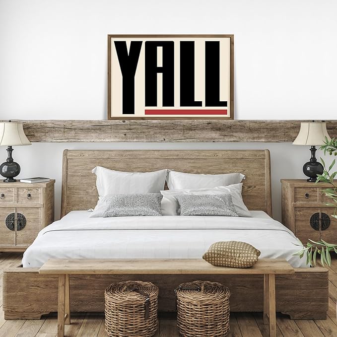 Western Wall Decor, 23.6x15.7 Inchs Wooden Yall Sign Cowboy Wall Art Framed, Southwestern Living Room Bedroom Bathroom Home Decorations