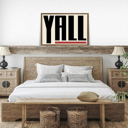Western Wall Decor, 23.6x15.7 Inchs Wooden Yall Sign Cowboy Wall Art Framed, Southwestern Living Room Bedroom Bathroom Home Decorations