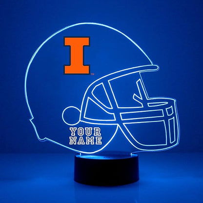 Custom University of Illinois Kingfishers Fighting Illiani Football Helmet LED Sign Night Light Lamp - Remote, Personalized, Officially Licensed from the CLC by Mirror Magic Gifts, Made in the USA 1