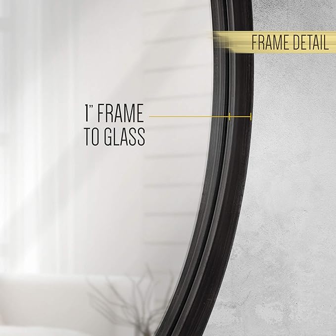 HBCY Creations Large Round Mirror, Black 30 inch Wall Mirror for Entryway, Bathroom, Living Room and More, Modern Minimalist Mirror for Both Rustic and Boho Design and Decor