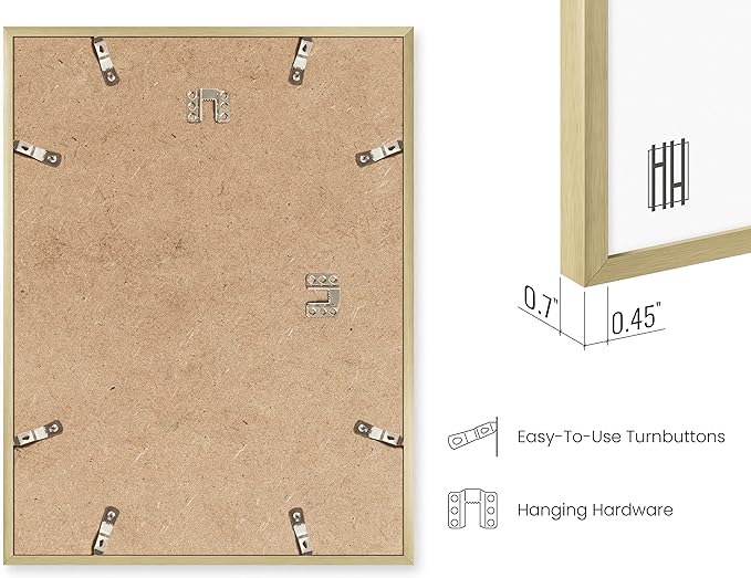 HAUS AND HUES 11x17 Gold Metal Picture Frames - Features Premium Aluminum, Vertical & Horizontal Hang, Shatterproof Plexiglass - Perfect for Home, Room, Office (11x17 in, Gold, Set of 3)