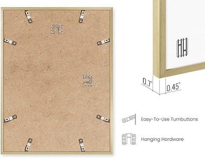 HAUS AND HUES 8.5x11 Gold Metal Picture Frames - Features Premium Aluminum, Vertical & Horizontal Hang, Shatterproof Plexiglass - Perfect for Home, Room, Office (8.5x11 in, Gold, Set of 4)