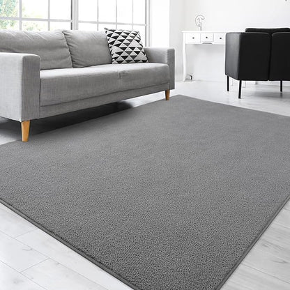 Gifeas Large Ultra Soft Modern Area Rugs for Living Room Bedroom, 4x6 Feet Grey Thickened Memory Foam Indoor Solid Minimalist Carpets, Non-Slip Comfy Rug for Boys Girls Nursery Room Home Decor